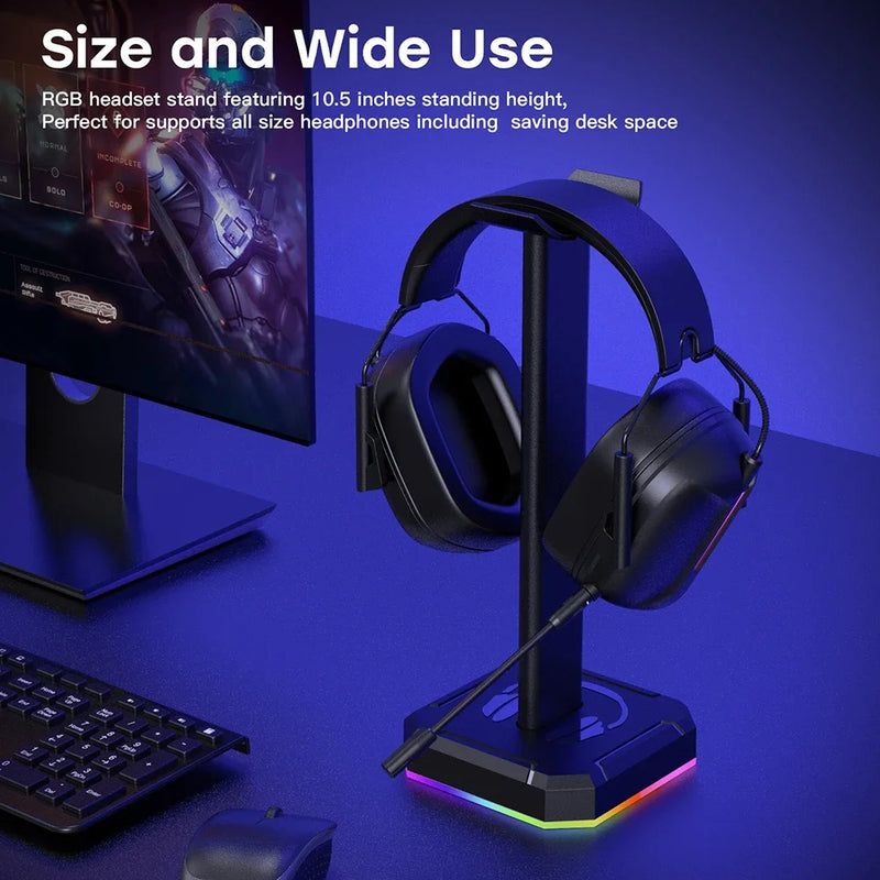 Aluminuim Alloy Headphone Stand RGB Backlight Gaming Headset Display Holder Rack Vertical Bracket Hanger For PUBG Computer Gamer