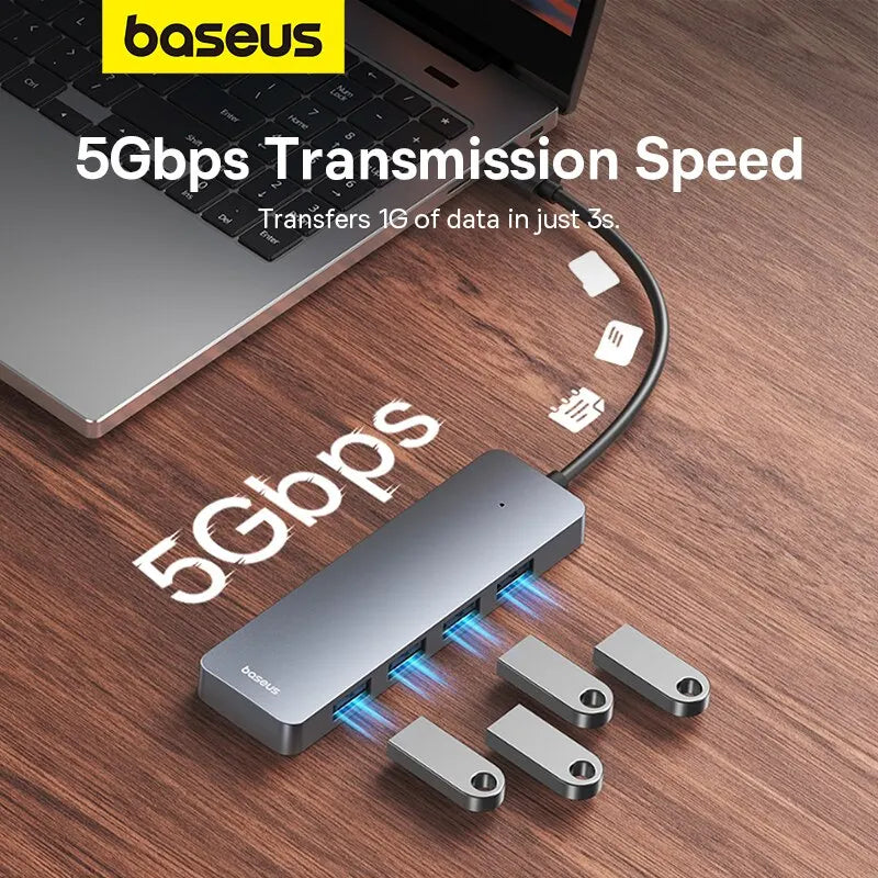 Baseus Usb Hub 4 Port ABS Hub Usb 3 0 for Laptop Multi Splitter Adapter For Xiaomi Lenovo Macbook PC Computer Accessories