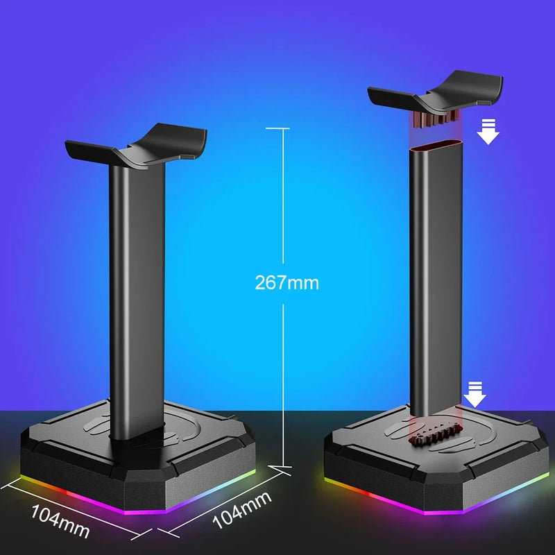 Aluminuim Alloy Headphone Stand RGB Backlight Gaming Headset Display Holder Rack Vertical Bracket Hanger For PUBG Computer Gamer