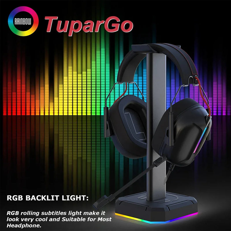 Aluminuim Alloy Headphone Stand RGB Backlight Gaming Headset Display Holder Rack Vertical Bracket Hanger For PUBG Computer Gamer